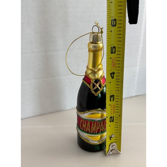 Glass Champagne Bottle Christmas Ornament - Picture 3 of 3